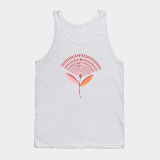 Mid Century Modern Dandelion Seed Head In Peach and Pink Tank Top